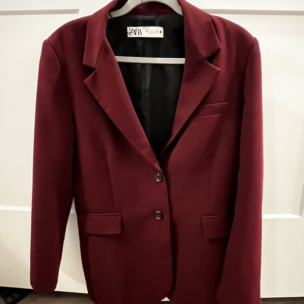 Zara burgundy Blazer Suit Jacket